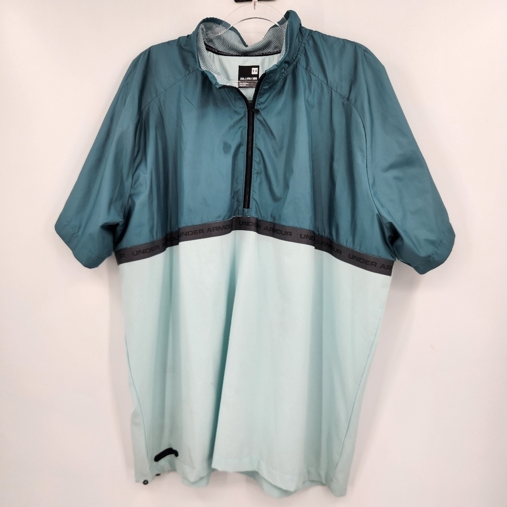 Under Armour Mens Unstoppable Woven 1/2 Zip Short Sleeve T-shirt Jacket Teal